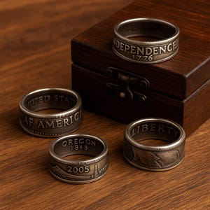US State Quarter Ring, State Quarter Ring, Coin Ring, Coin Jewelry, State Coin Ring, State Ring, Coin, Gift for Men, Unique Jewelry