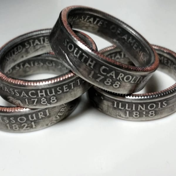 US State Quarter Ring, State Quarter Ring, Coin Ring, Coin Jewelry, State Coin Ring, State Ring, Coin, Gift for Men, Unique Jewelry