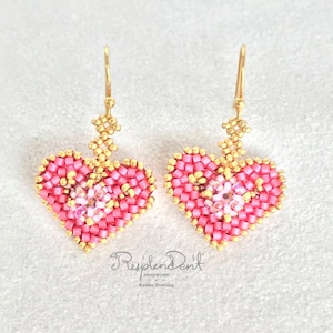 Dangling Heart Earrings - dark pink