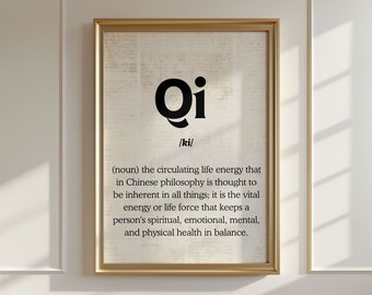 Poster sulla definizione del Qi della medicina tradizionale cinese, regalo di medicina cinese, poster sull'agopuntura con la definizione del grafico del Qi, regalo di arredamento per l'ufficio dell'agopuntore