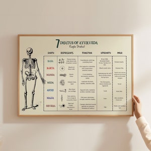 Ayurveda Poster Sapta Dhatus Chart, 7 Dhatus Of Ayurveda, Alternative Medicine Printable, Well Being, Holistic Health, Wall Decor
