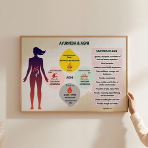 Ayurvedaposter, Ayurveda & Agni-grafiek, afdrukbare alternatieve geneeskunde, welzijn, holistische gezondheid, Ayurvedic Sciences Practitioner Clinic