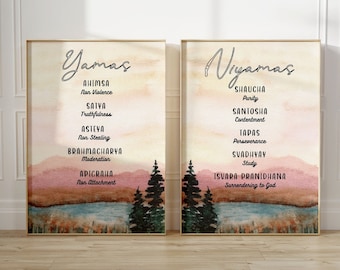 Yama Niyama Art Print Set, 8 Limbs Of Yoga Poster (Digital Download)