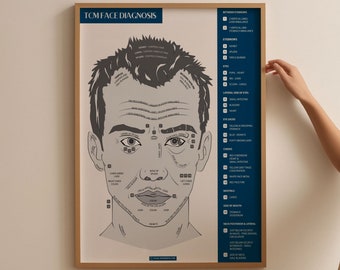 TCM Face Diagnosis Chart Poster, Traditional Chinese Medicine (Digital Download)