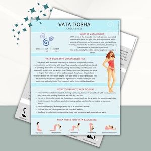 Ayurveda Basics Dosha Cheat Sheet Guide, Colored, Black and White Set ...