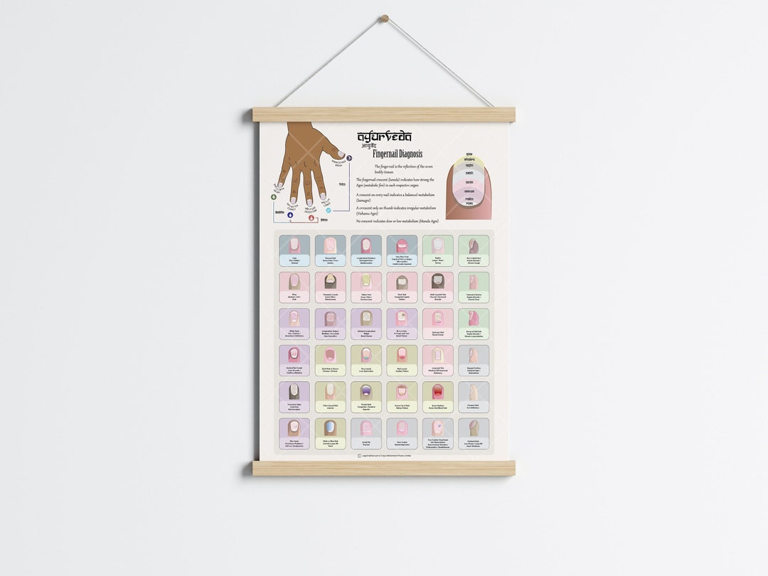 Ayurveda Nail Diagnosis Chart Poster Book Planner Insert, Ayurveda