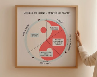 Poster sul ciclo mestruale nella MTC, arte dell'agopuntura, guida allo studio della medicina cinese (download digitale)