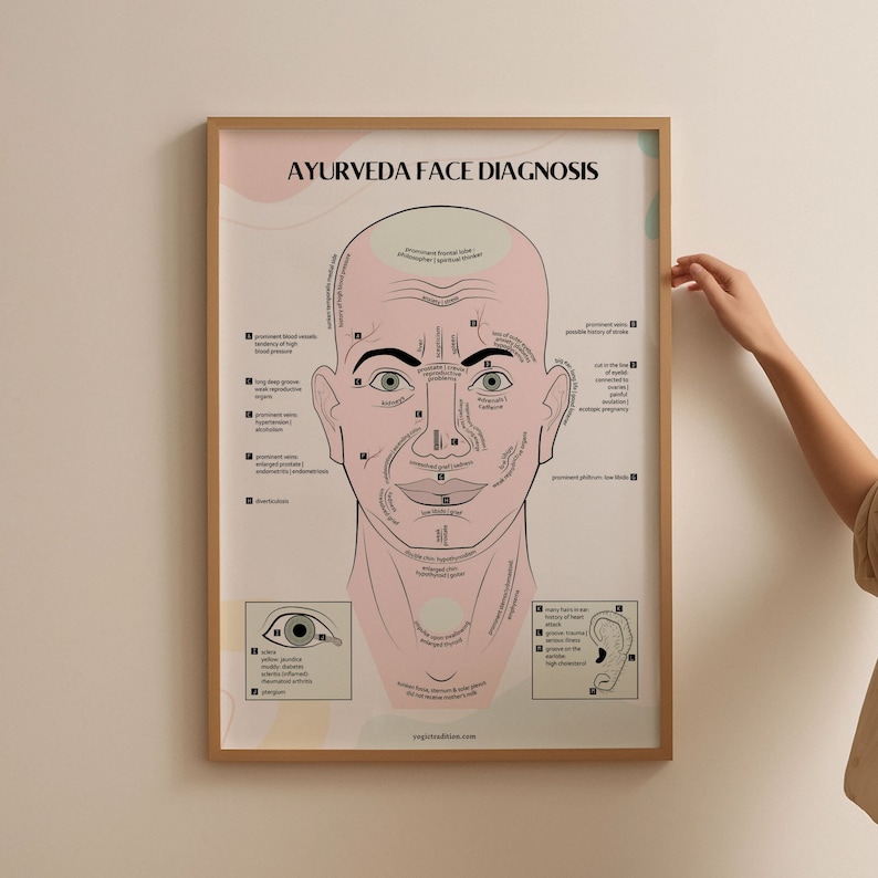 Ayurveda Face Diagnosis Poster Book Planner Insert, Ayurveda Chart
