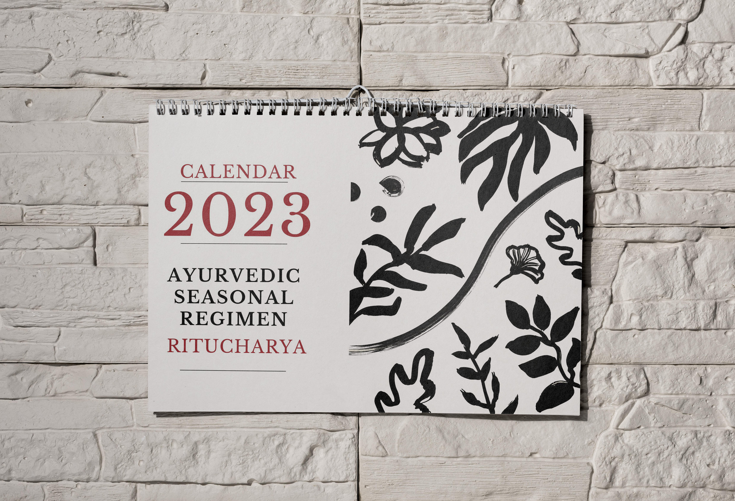 Ritucharya Ayurveda Printable Calendar 2023 and 2024 Minimal Style