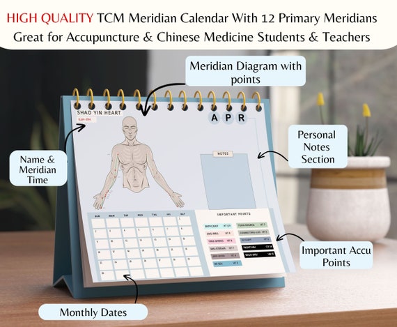 TCM経絡カレンダー2026、鍼灸ポイント、鍼灸師へのギフト（デジタル