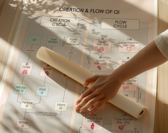 Poster sulla creazione e il flusso del Qi della medicina tradizionale cinese, regalo di medicina cinese, poster sull'agopuntura per la creazione del grafico del Qi, regalo di arredamento per ufficio di agopuntore del flusso del Qi