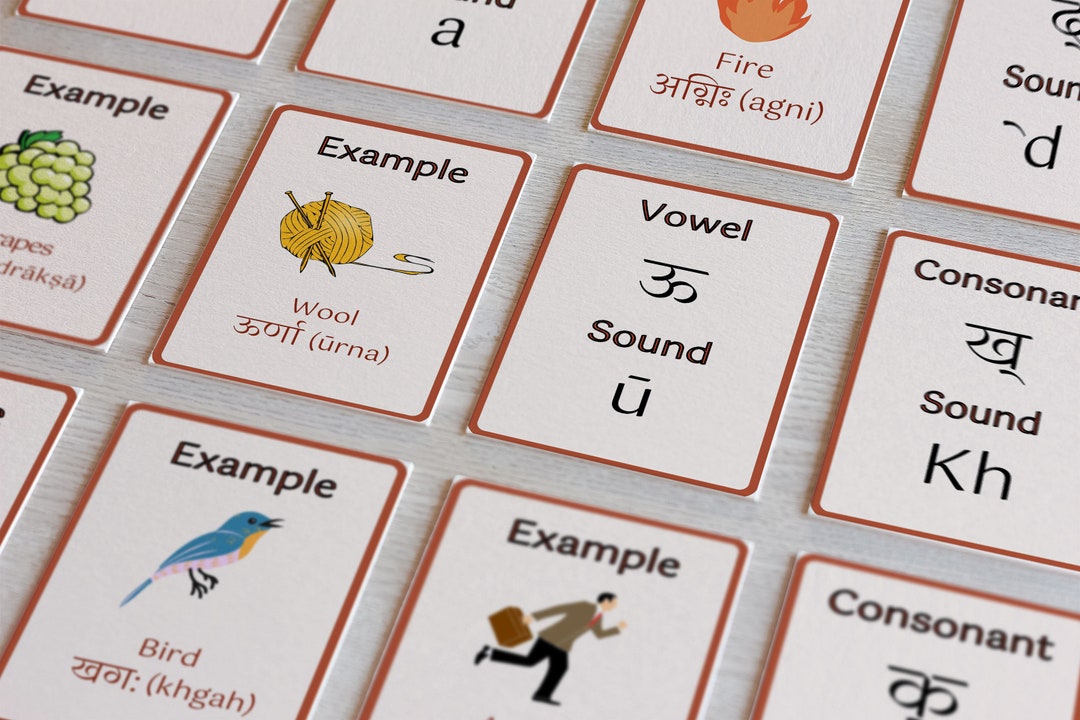 Flashcards 46 Sanskrit Varnamala Alphabets Vowels (Download Now) Etsy