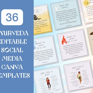 Ayurveda Social Media Instagram Post Canva Template Bundle mit 36 Seiten, sofort einsatzbereite Social Media Marketing-Vorlagen für Ayurveda