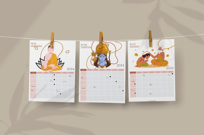 Hindu Calendar 2024 With All Hindu Festival Dates and Lunar Phases