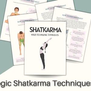 Yogic Shatkarma Cleansing Techniques Cheat Sheet Guides, 24 Pages Ayurveda Guides, Educational Ayurveda Yoga Teacher Practice Wellness