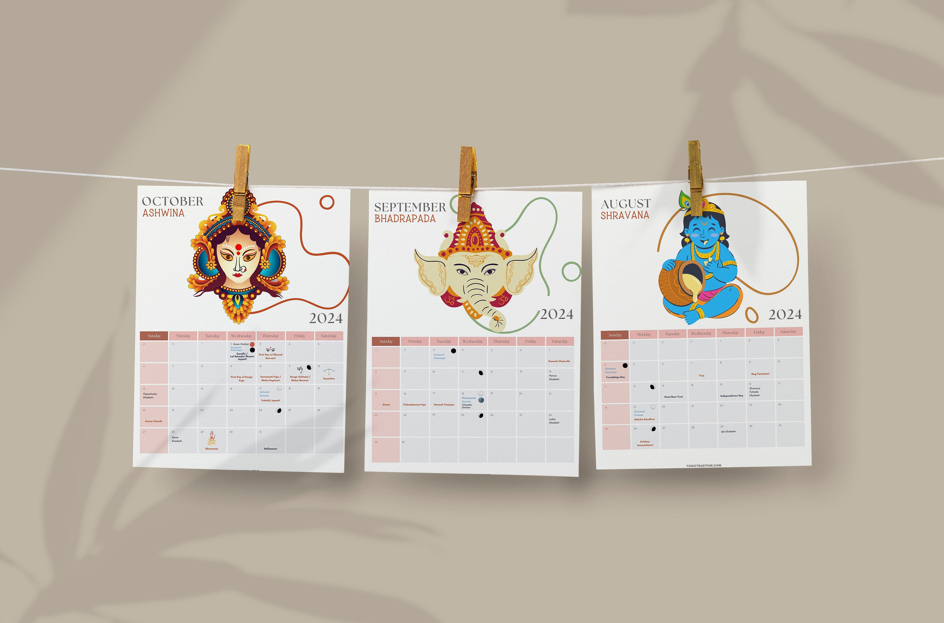 Hindu Calendar 2025 With All Hindu Festival Dates and Lunar Phases