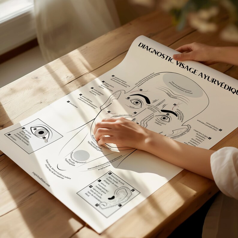 Affiche Ayurveda En Franai, Ayurveda Face Diagnosis Poster in French