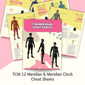Guía de referencia de los 12 meridianos y el reloj biológico de la MTC, a color, guías de meridianos de la medicina tradicional china, coach educativo de MTC, regalo para el cliente.