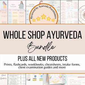 Ayurveda Whole Shop Bundle - Ayurveda Printable + Digital Planner, VPK + Other Guides, Posters Worksheets, Herb Flashcards & Cheat Sheets