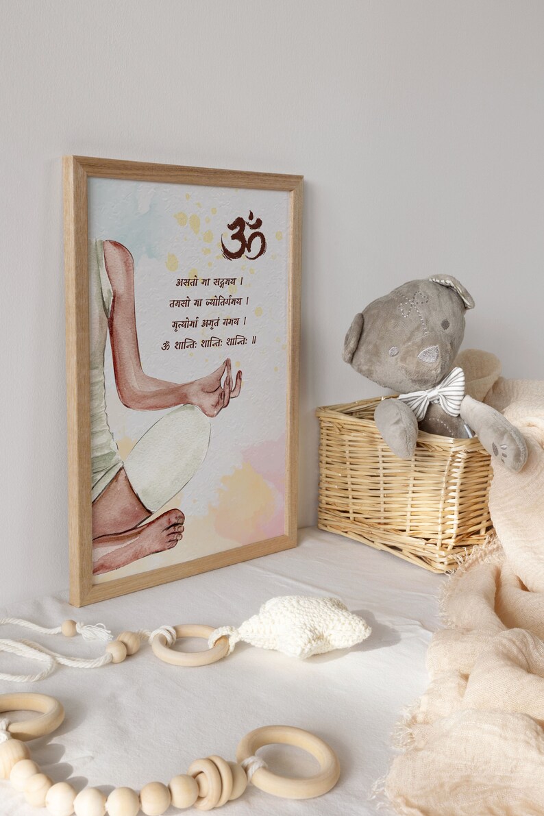 Om Asato Ma Sadgamaya Sanskrit Prayer, Religious Wall Decor, Hinduism