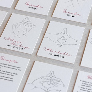 Gedruckt - Karteikarten 56 Hand-Mudras-Sammlung mit Sanskrit-Namen und Nutzen-Karten Lern-Yoga Ayurveda-Lehrerpraxis Wellness
