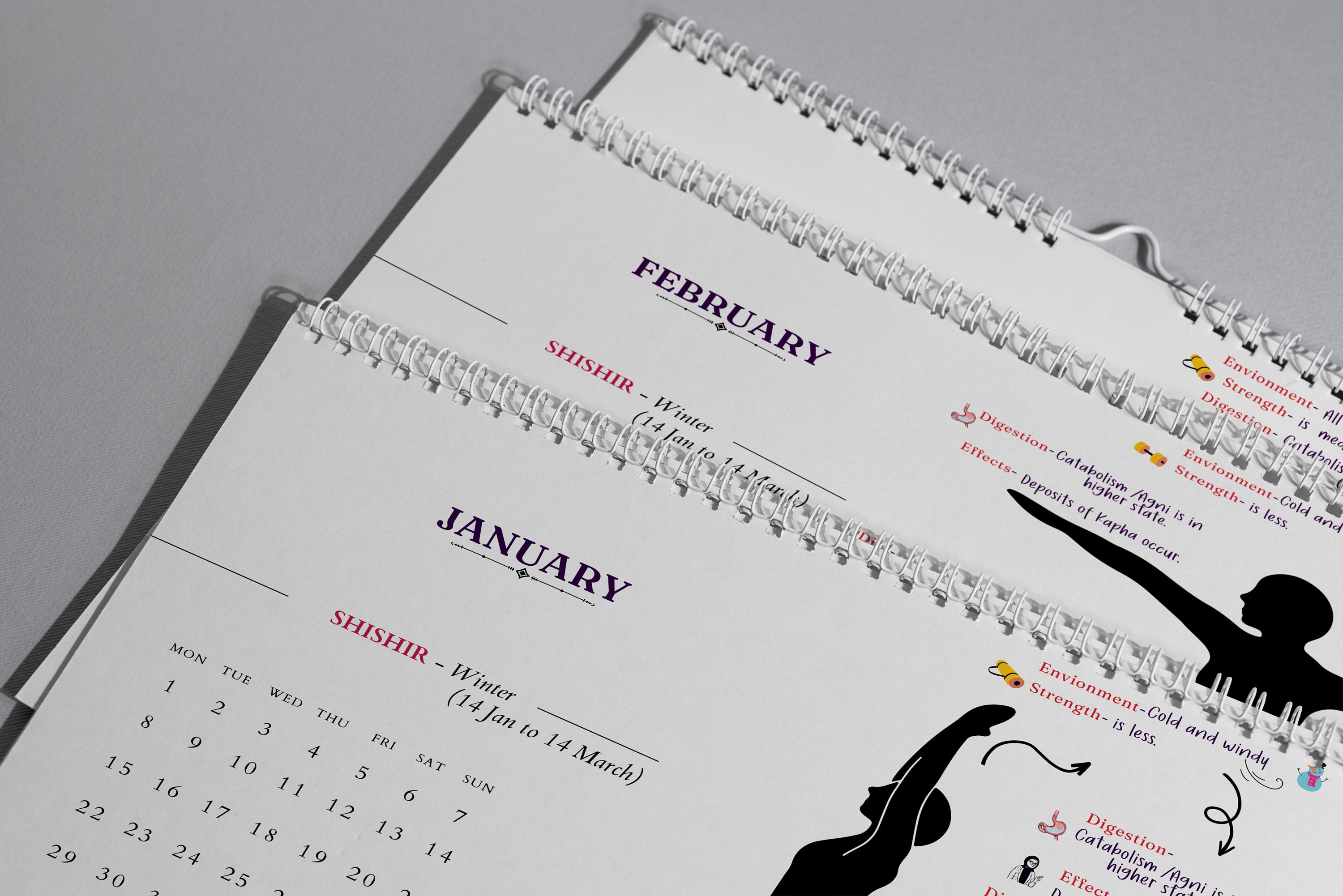 Ritucharya Ayurveda Printable Calendar 2023 and 2024 Minimal Etsy