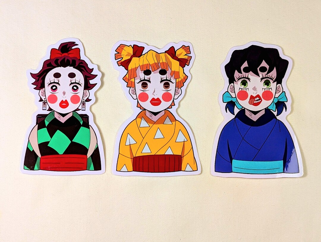 Demon Slayer Tanjiro Inosuke Zenitsu Funny Stickers - Etsy