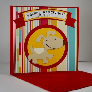 Carte de voeux d'anniversaire 3D personnalisée amusante faite main avec chien/chiot/carte style essuie-glace personnalisé/carte pop-up toutes occasions/carte de bienvenue pour nouveau chien