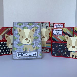 Trending Handmade Star Wars Yoda Personalized Birthday/Handmade All Occasion Greeting Card 3D Twist and Pop with Dog/Puppy