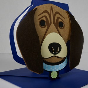 Carte personnalisée pour toutes les occasions avec chien fait main/carte de voeux d'anniversaire/carte pour chien/chiot avec oreilles en feutre/carte pour chien mignon/carte en forme de chien