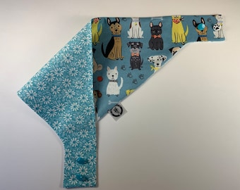 Handmade Personalized Dog Bandana, Reversible Snap-On Scarf