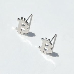 Bitcoin Platinum Plated Earrings