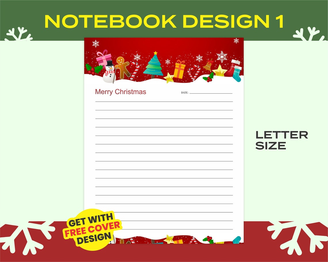 Printable Christmas Lined Paper Christmas Themed Notebook | Etsy UK