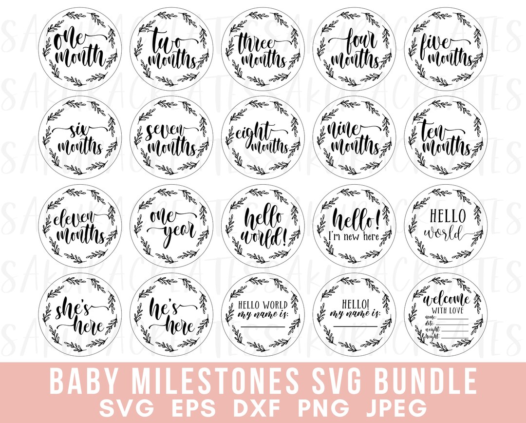 Baby Milestone Rounds SVG Monthly Milestone Rounds Glowforge - Etsy