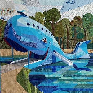 Rt 66 Blue Whale FPP Quilt Pattern 72"x90"