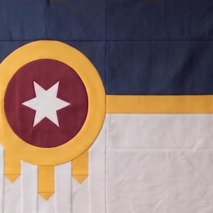 The Ultimate T-Town Tribute: 54"x36" Tulsa Flag FPP Quilt Pattern (Golden Driller Approved)