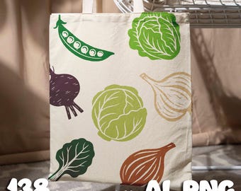 Linocut Fruit & Vegetable Clipart Bundle: Hand-Drawn Produce Illustrations (PNG, AI)