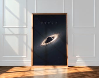 Poster di Interstellar, Saturno, Spazio, Minimalista, Arte Cinematografica, Decorazione da Parete, Download Digitale
