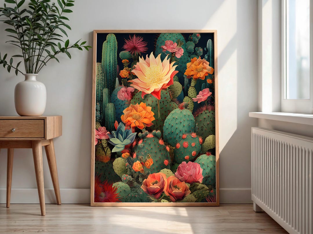 Cactus Floral Print | Botanical Desert Wall Art | Boho Plant Poster ...
