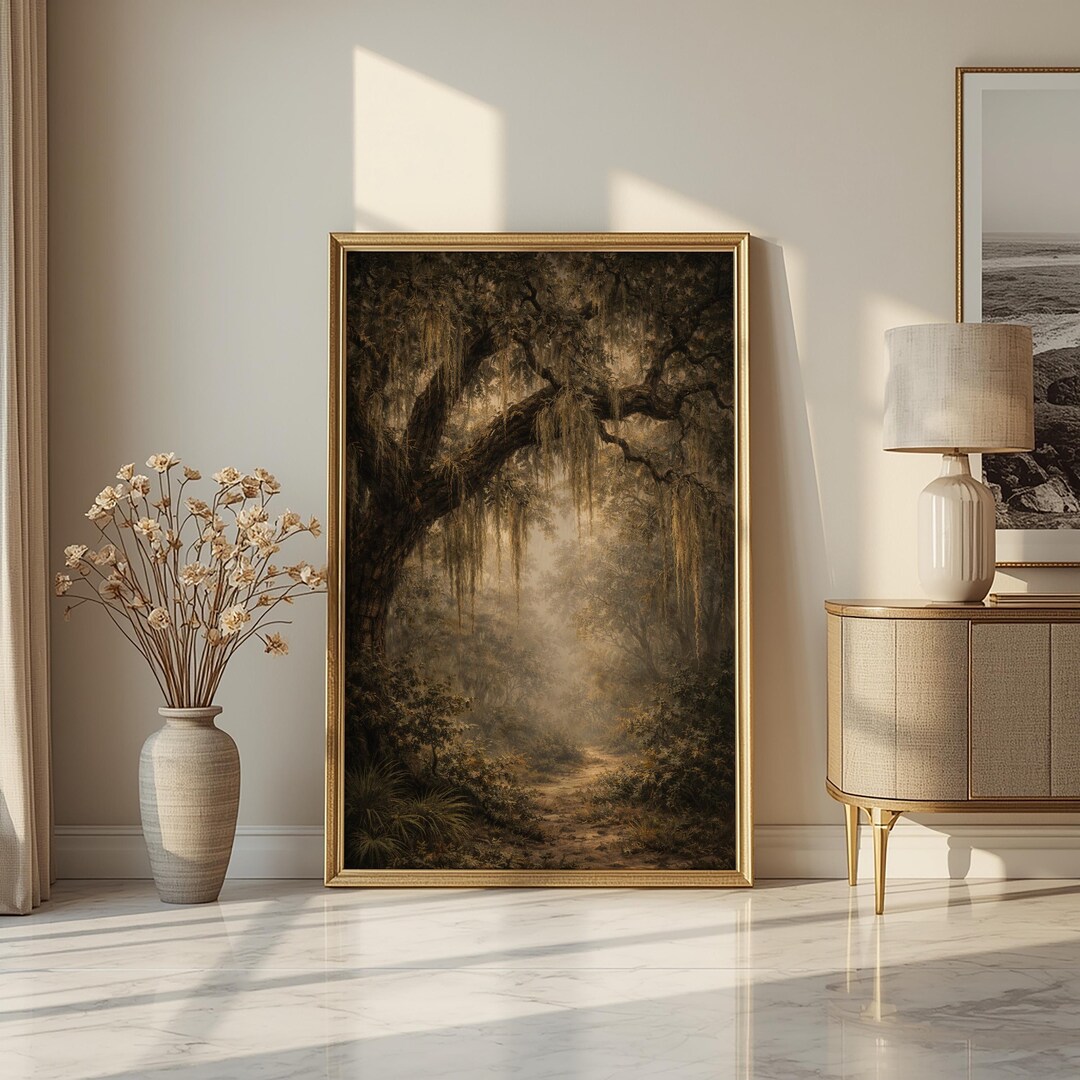 Dark Forest Path Print | Moody Vintage Nature Wall Art | Atmospheric ...