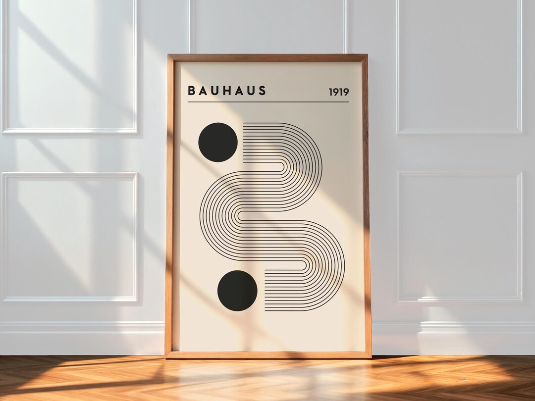 Bauhaus 1919 Line Art Print, Minimalist Abstract Curve Wall Art Poster ...
