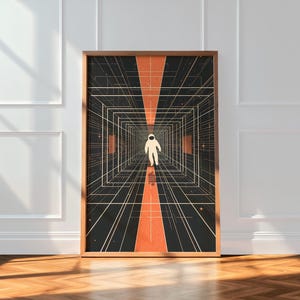 Interstellar Tesseract Print Astronaut Space Tunnel Retro Sci-Fi Wall Art Digital Download