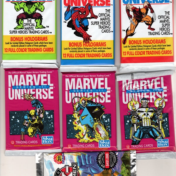 Various Impel Marvel Universe trading card packs Marvel universe