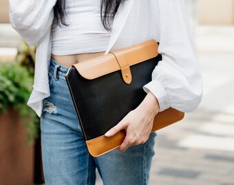 Macbook Sleeve 13in, Vegan Leather Laptop Case, Personalized Stylish Laptop Sleeve, Back to School