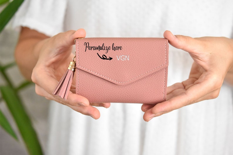Vegan Mini Wallet For Women Personalized Small Cute Wallet image 4
