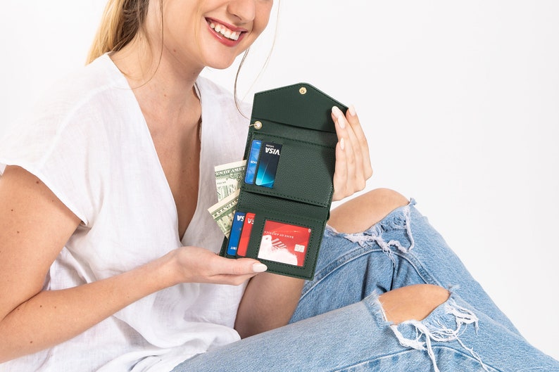 Vegan Mini Wallet For Women Personalized Small Cute Wallet image 2