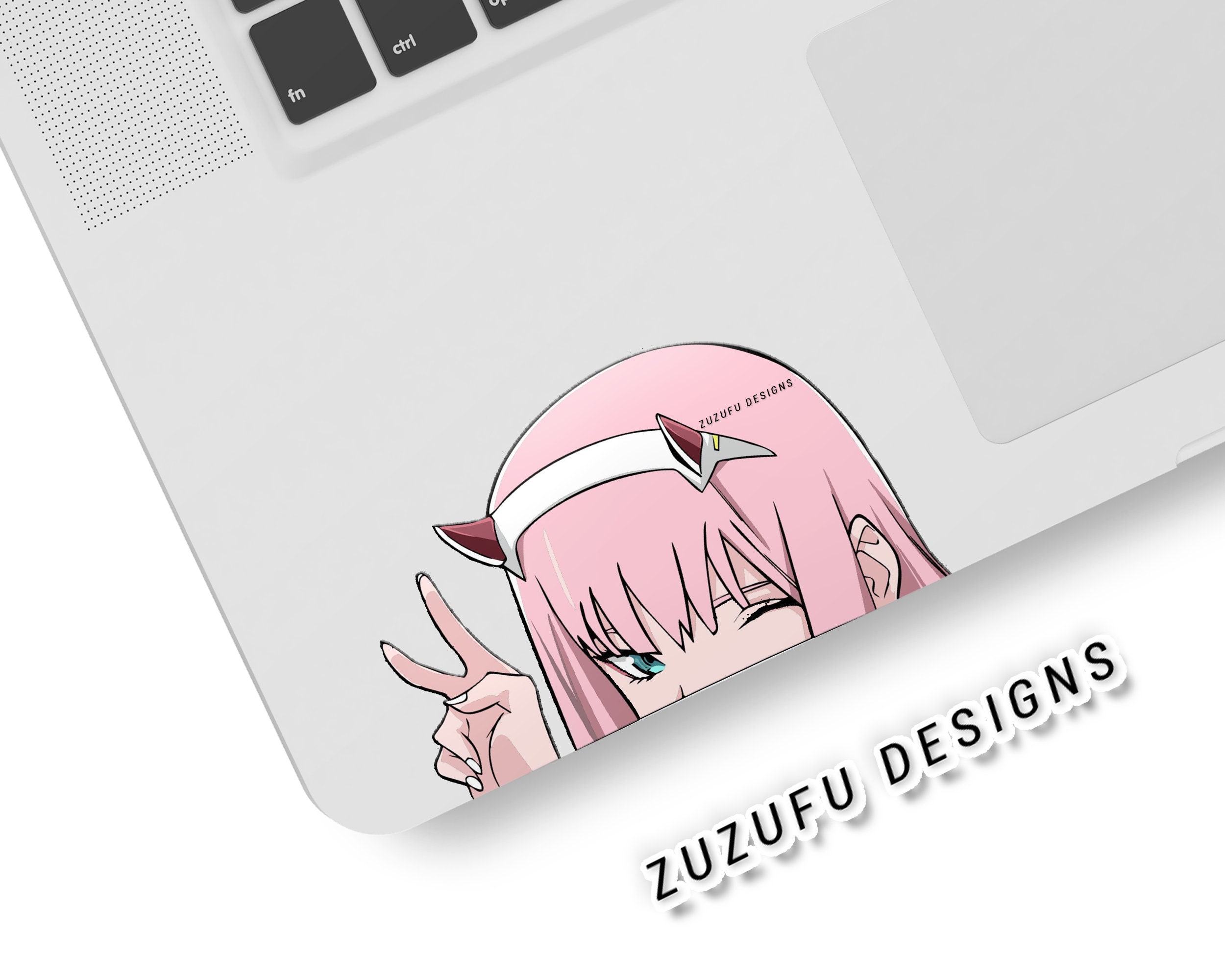 Zero Two Sticker Peeker, Cute Darling in the Franxx Anime Girl 002 Slap  Vinyl, Laptop Sticker Decal, Anime Waifu Car Decal Wrap Meme Sticker 