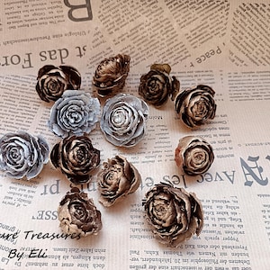 12 small Cedar Rose flowers, Deodar Cedar Cones, Wreaths Crafts Potpourri Hobby Ornament Natural decor, Florist supplies. Terrarium Deodar