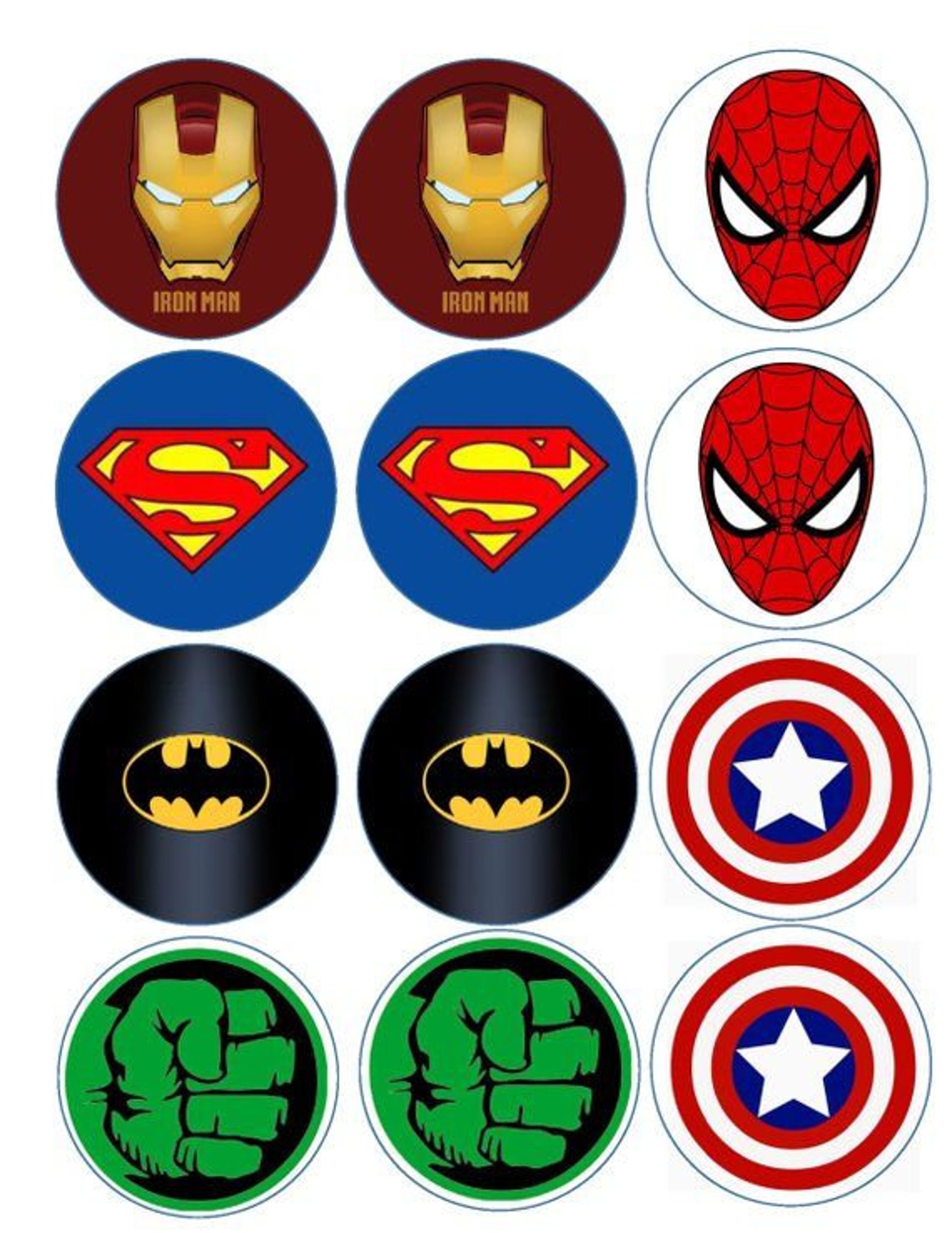 Avenger's Edible Royal Icing Cupcake Toppers 2' Etsy