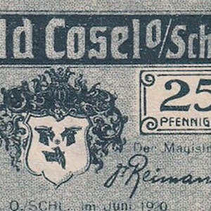 Germany Notgeld Landkreis Cosel o.Schl. 25 Pfennig 1920 UNC. Emergency Money - Old Paper Money-Foreign World Currency/Banknotes
